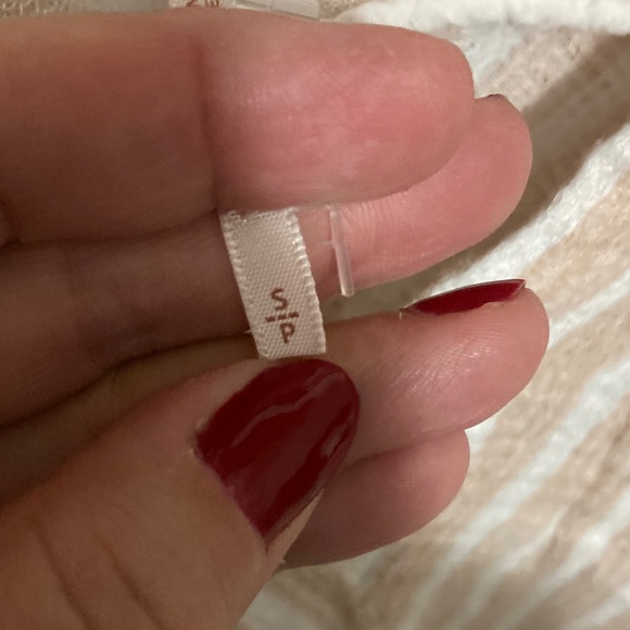 Free People Tan Striped Blouse, gauze top V-neck, single pocket, Size small - Picture 5 of 8